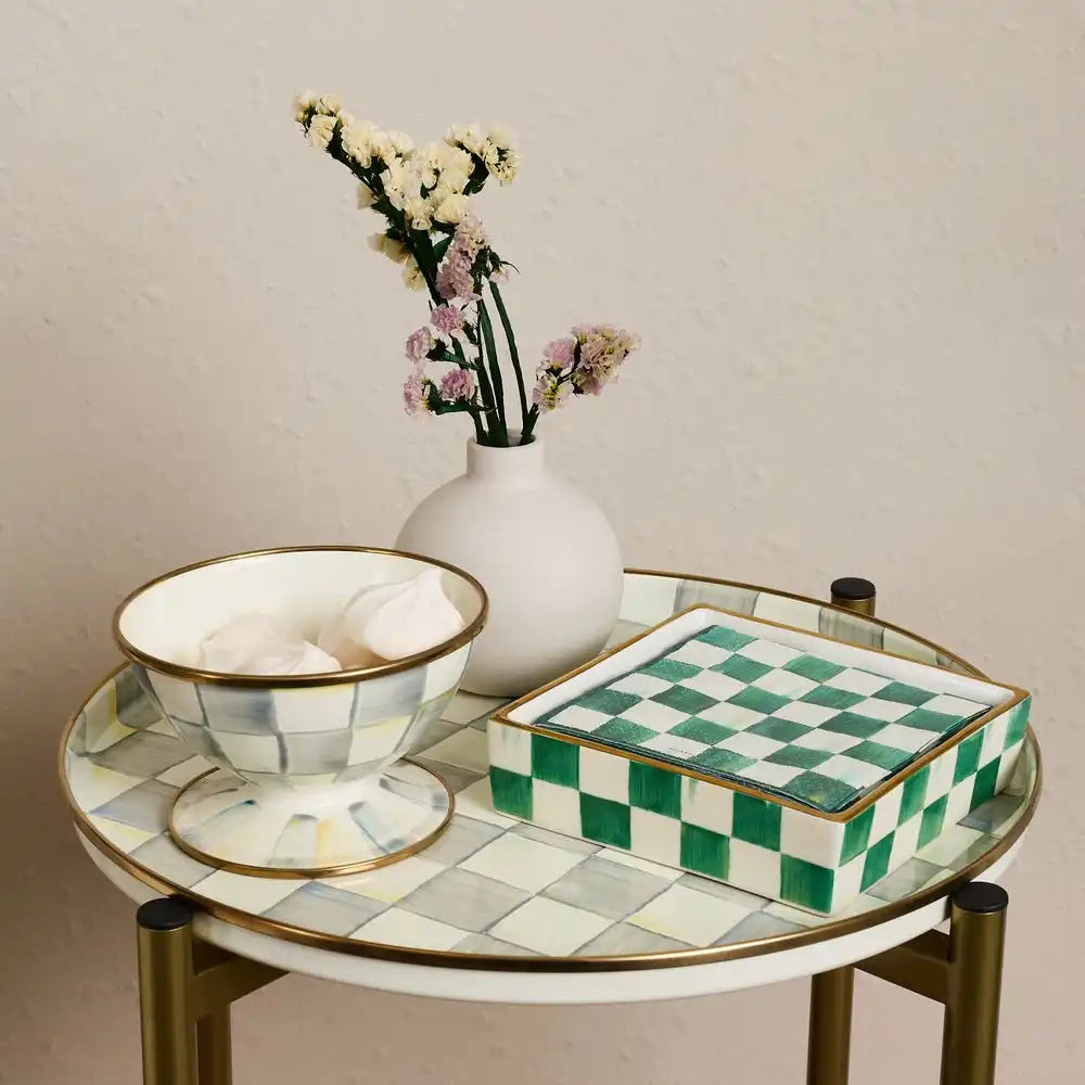 Mocha Check Cocktail Napkin Holder