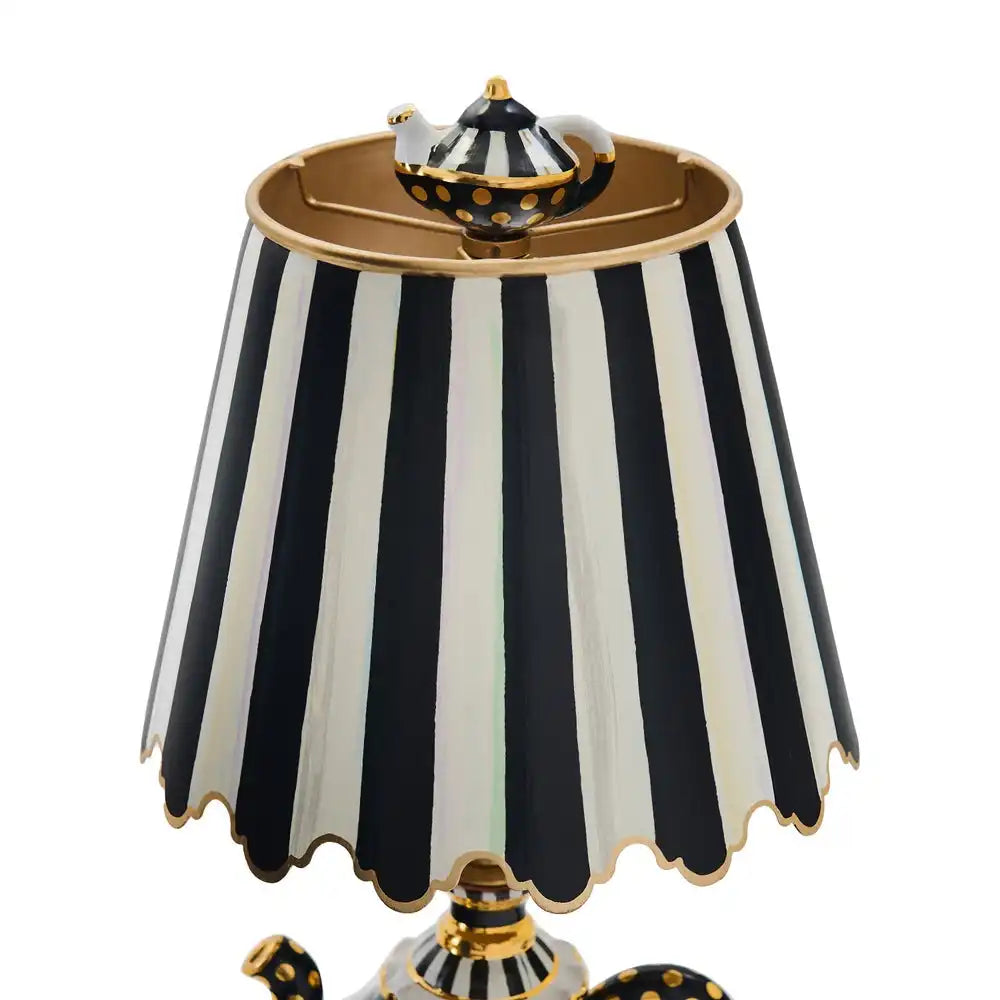 Rosy Check Ceramic Teapot Table Lamp