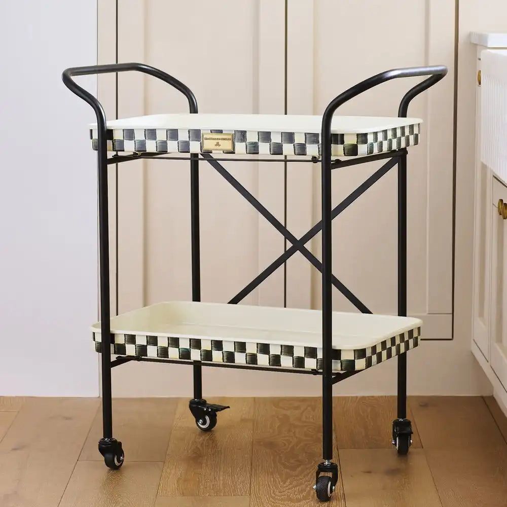 Mocha Check 3-Tier Kitchen Cart