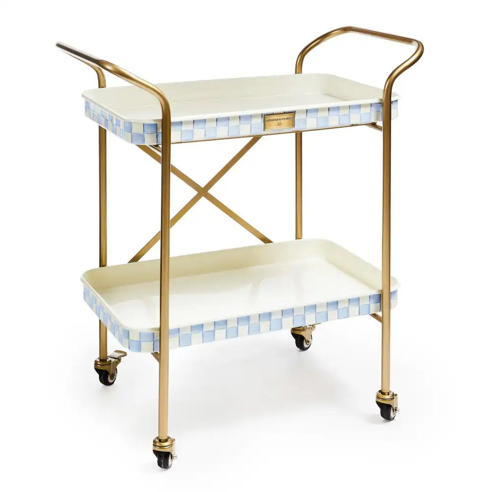 Mocha Check 3-Tier Kitchen Cart