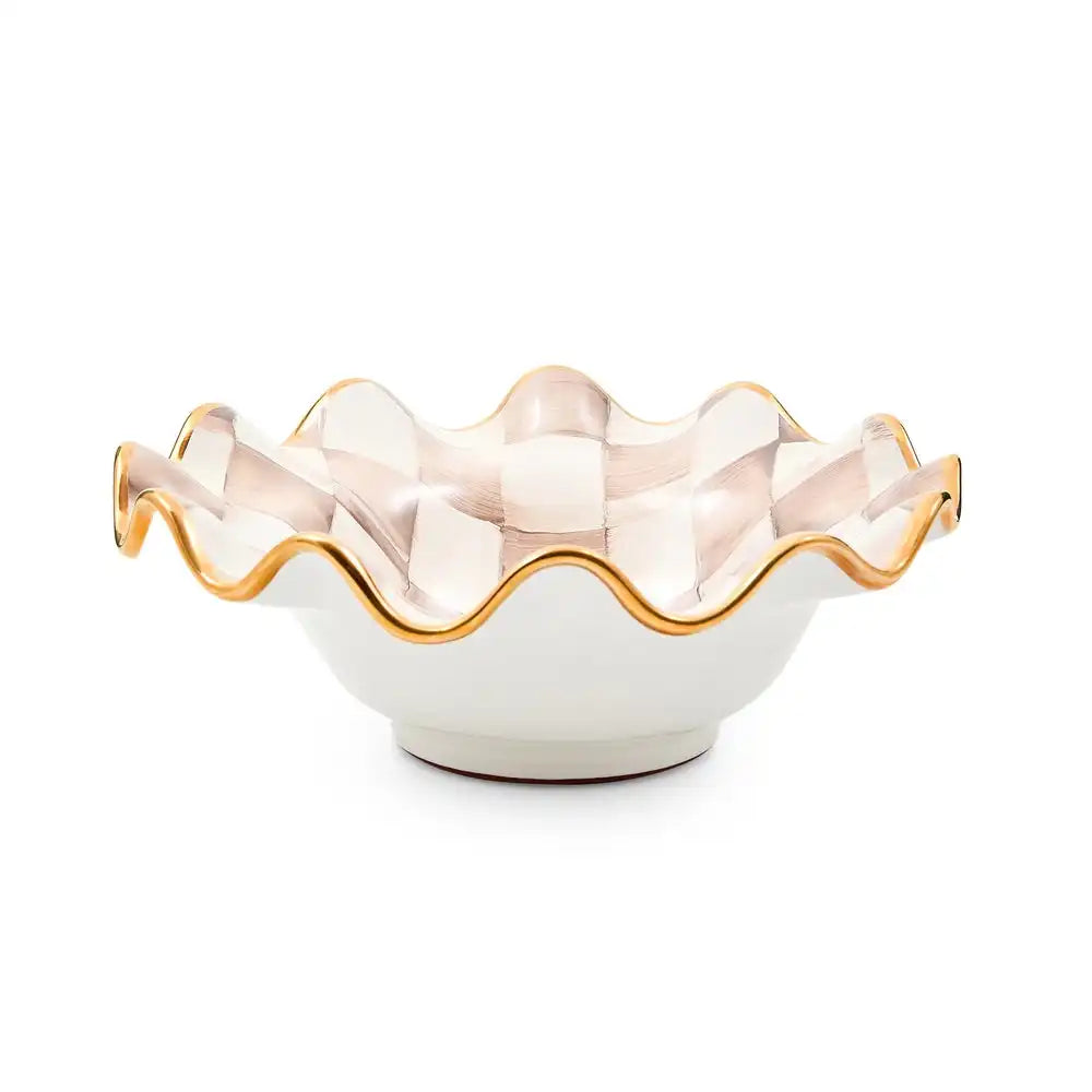 Mocha Check Ceramic Fluted Breakfast Bowl