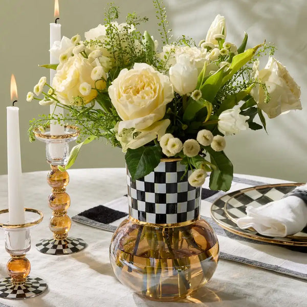 Sky Check Glass Vase
