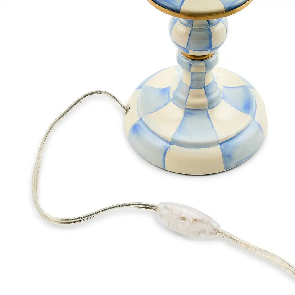 Emerald Check Candlestick Lamp