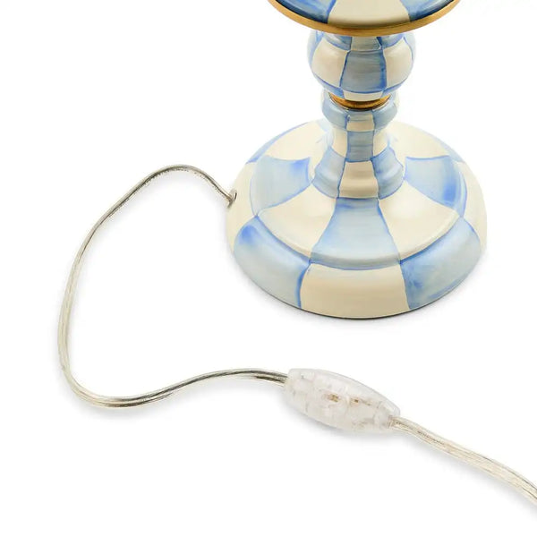 Emerald Check Candlestick Lamp