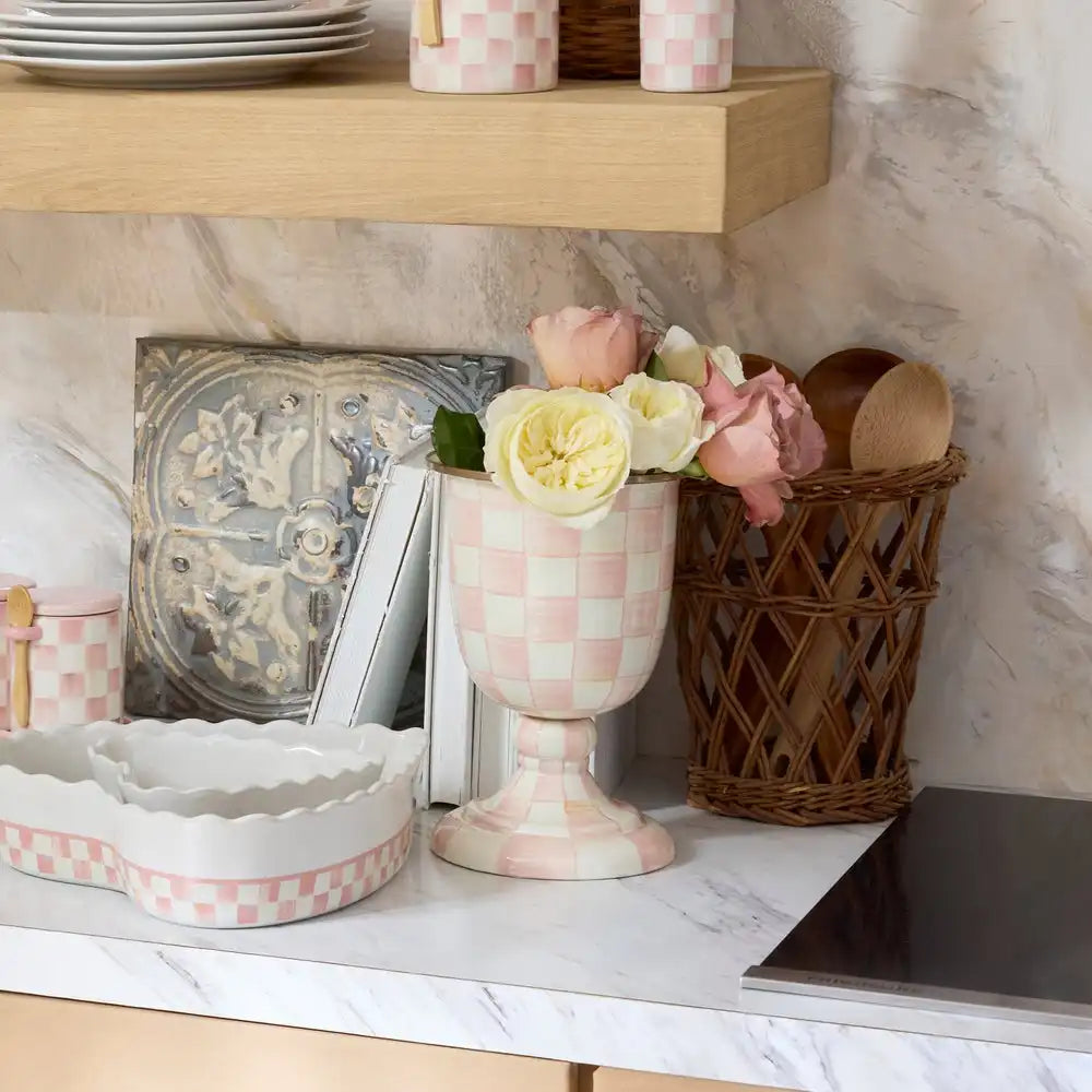 Sky Check Pedestal Vase