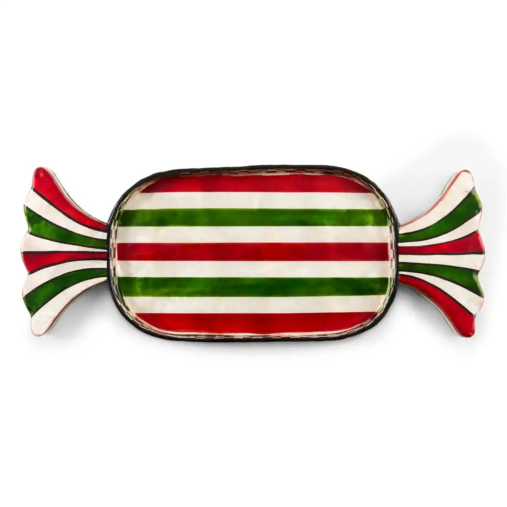 Red & Green Capiz Candy Tray