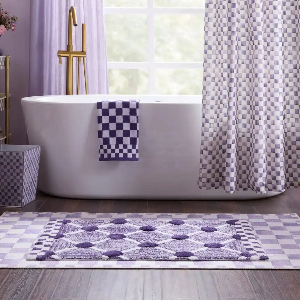 Black Lattice & Dot Bath Rug