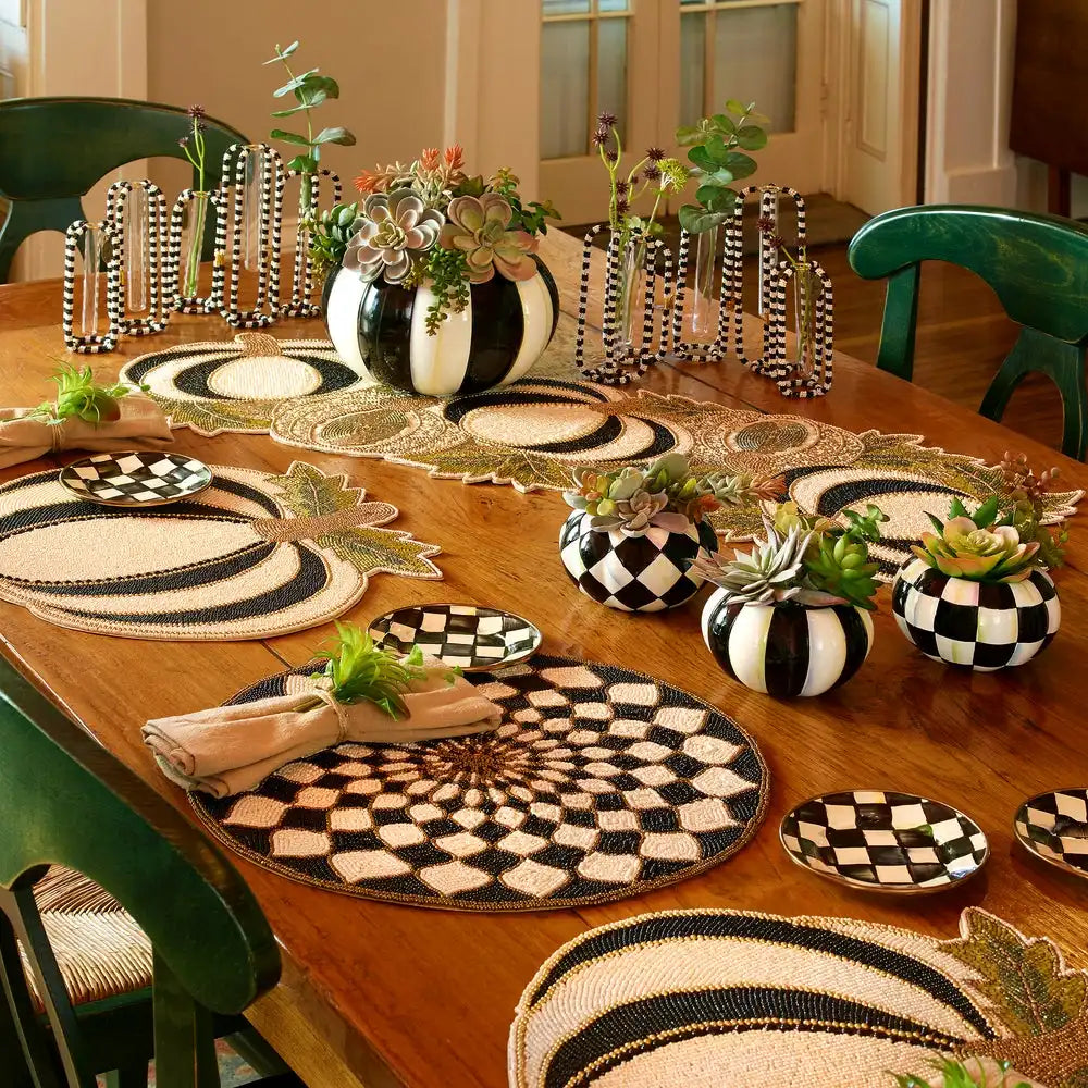 Kaleidoscope Black & Ivory Beaded Placemat
