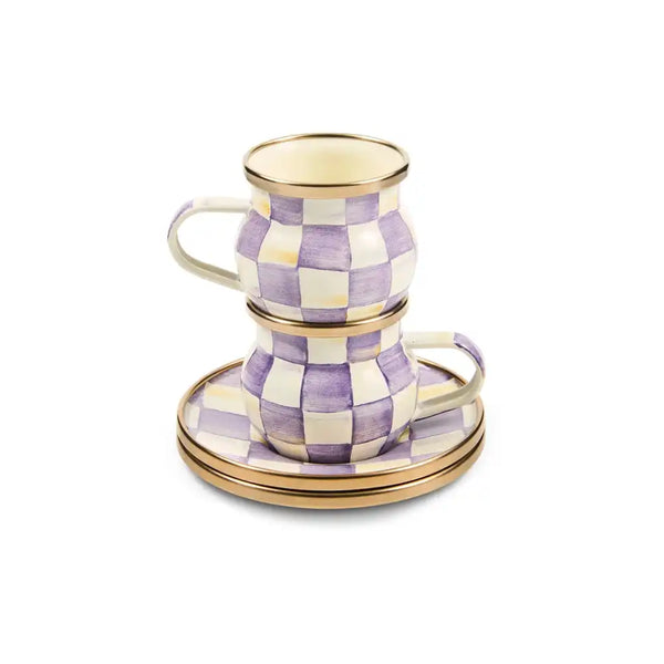 Sky Check Espresso Cup & Saucer Set