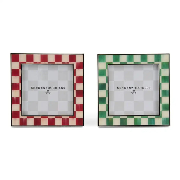 Cherry & Emerald Check Silver Plated Frames, Set of 2