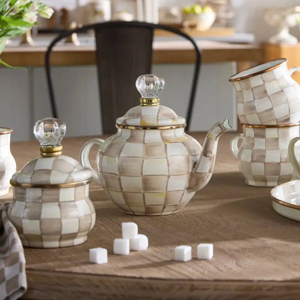 Mocha Check 4 Cup Teapot