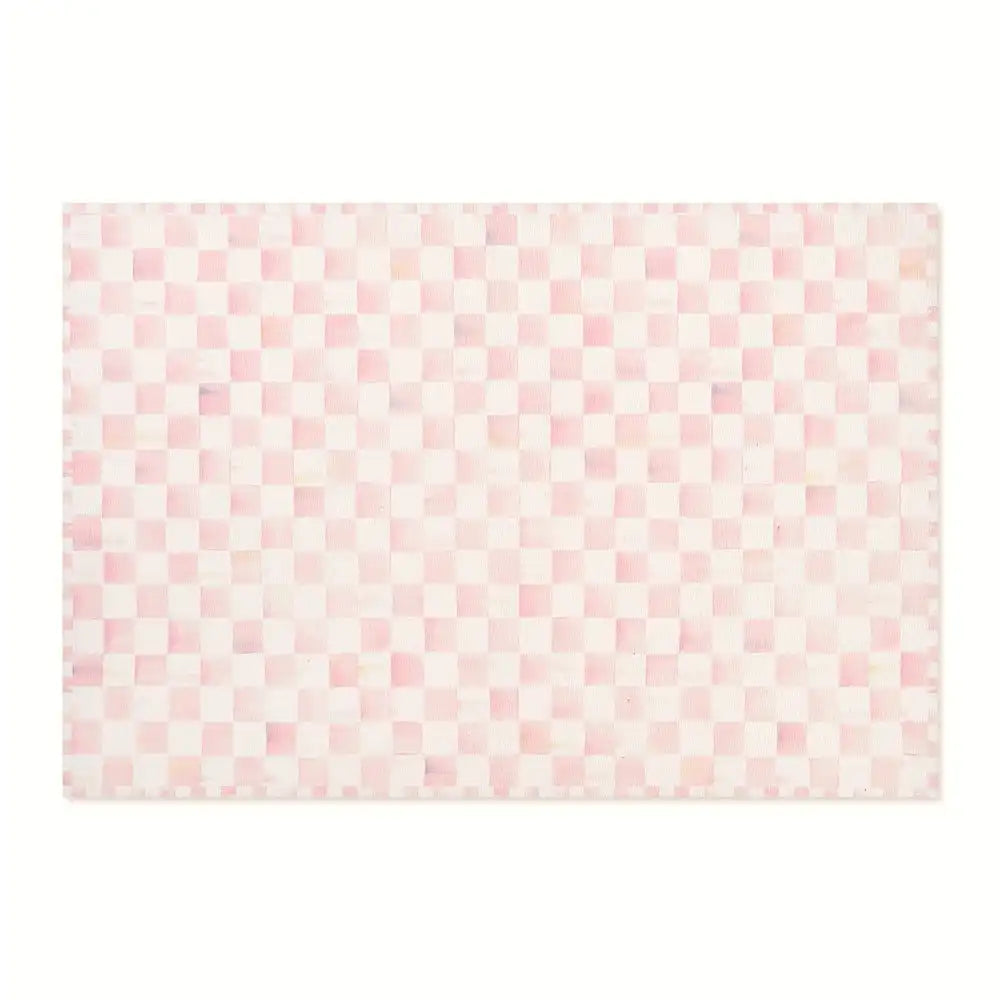 Rosy Checkered 3' x 5' Washable Rug