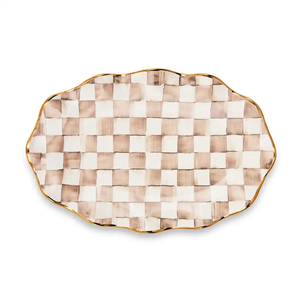 Mocha Check Ceramic Large Serving Platter Secondary image