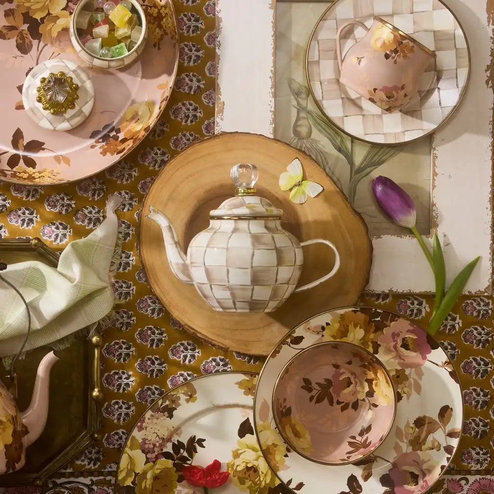 Mocha Check 4 Cup Teapot