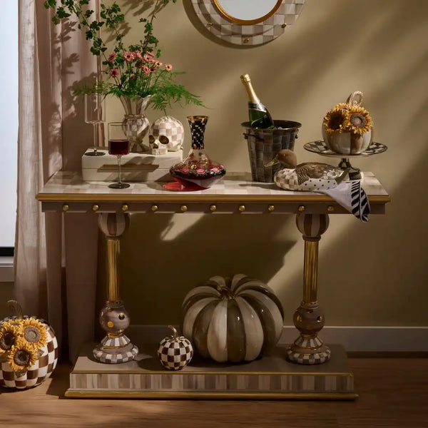 Courtly Brass & Ceramic Console Table
