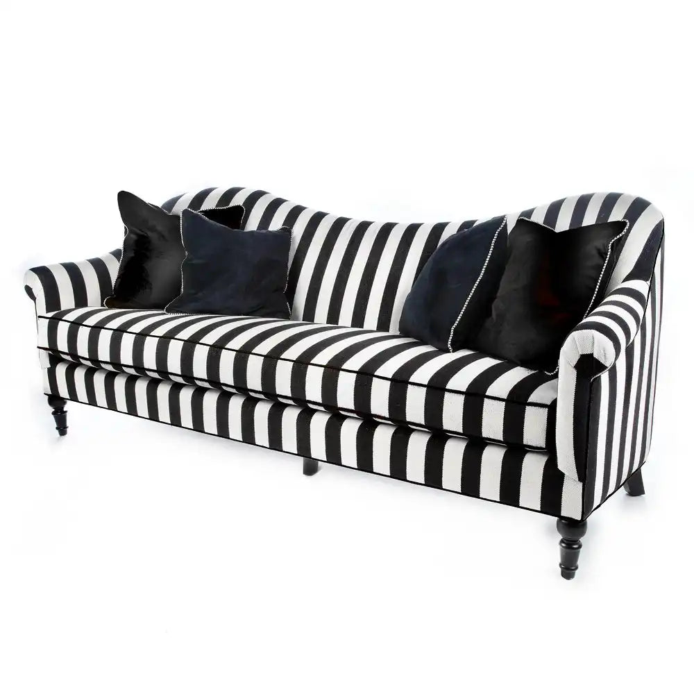 Marquee Black Stripe Chenille Wing Chair