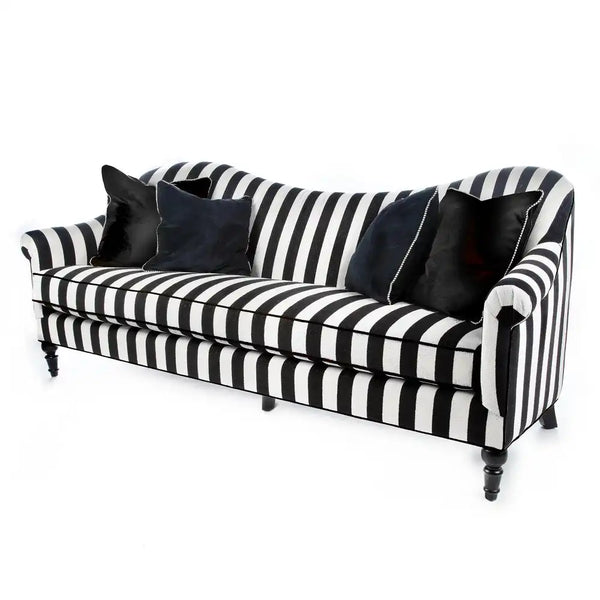 Marquee Black Stripe Chenille Wing Chair