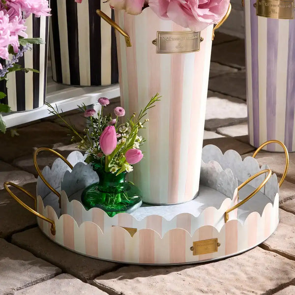 Mocha Stripe Serving Trays, Set of 2