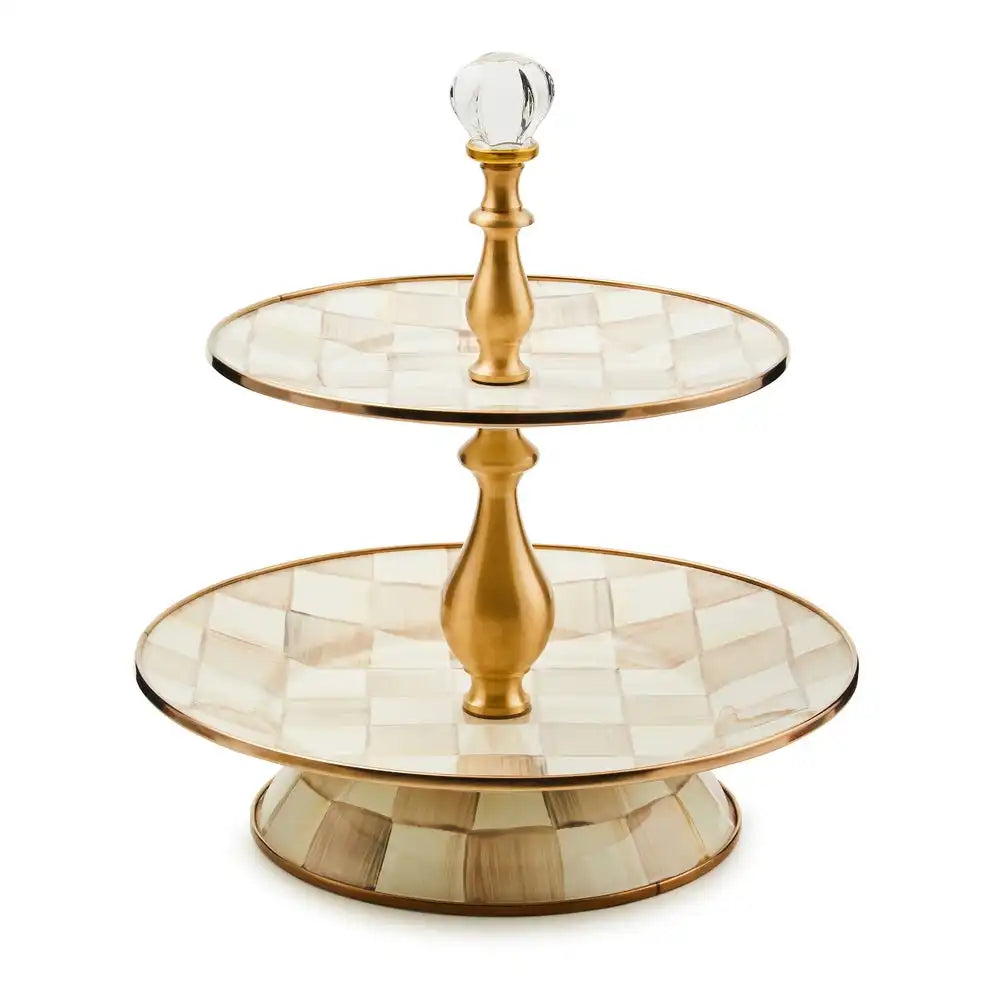 Mocha Check Two Tier Sweet Stand Main image