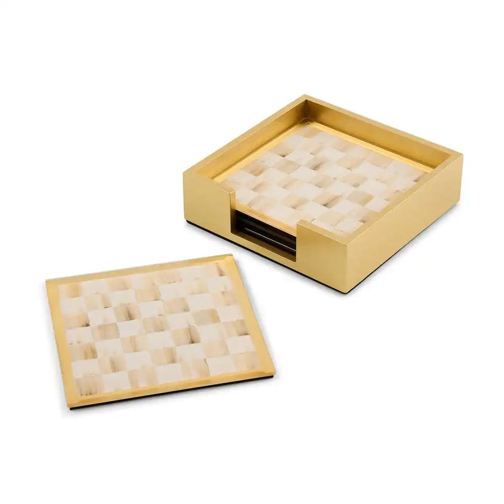 Courtly Check Glass Coasters, Set of 4