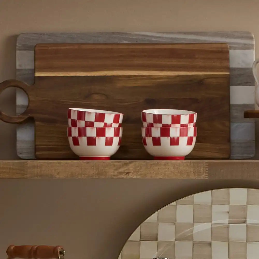 Cherry Check Salad Plates, Set of 4