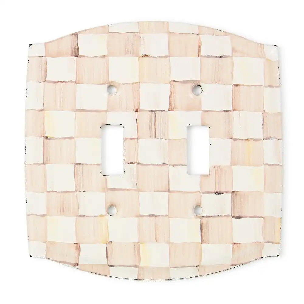Mocha Check Double Outlet Cover