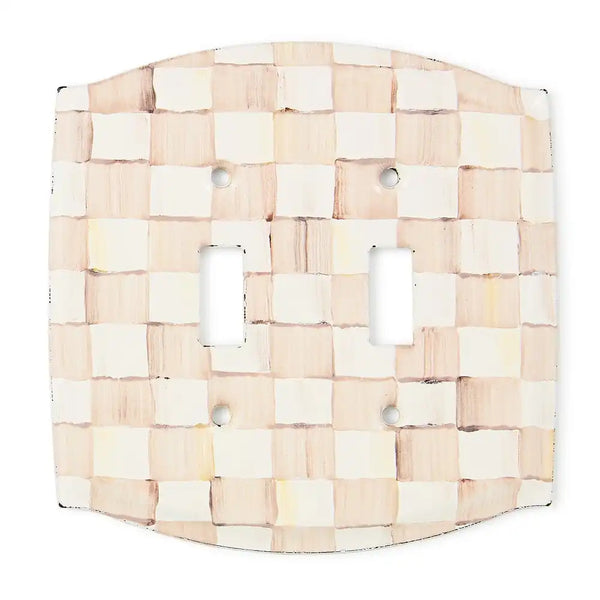 Mocha Check Double Outlet Cover