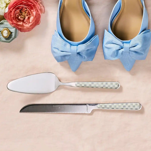 Mocha Check Bistro Cake Serving Set