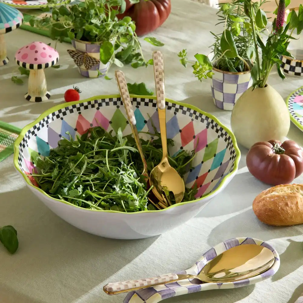 Mocha Check Bistro Salad Serving Set Secondary image