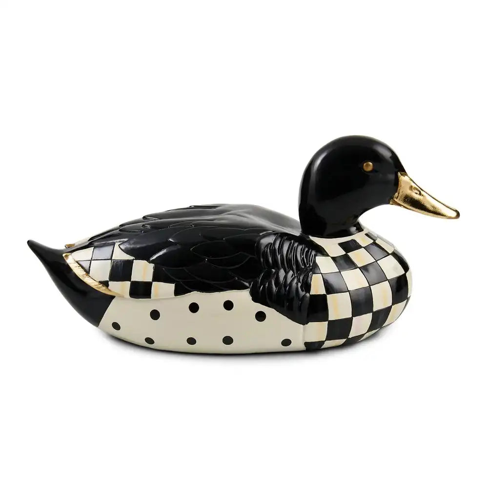 Mocha Check Mallard Duck Figurine