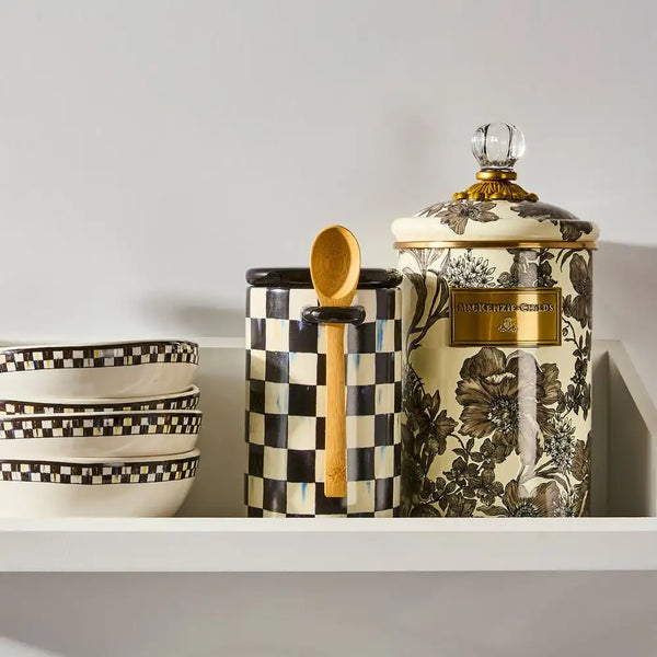 Mocha Check Farmhouse Canister, Set of 2