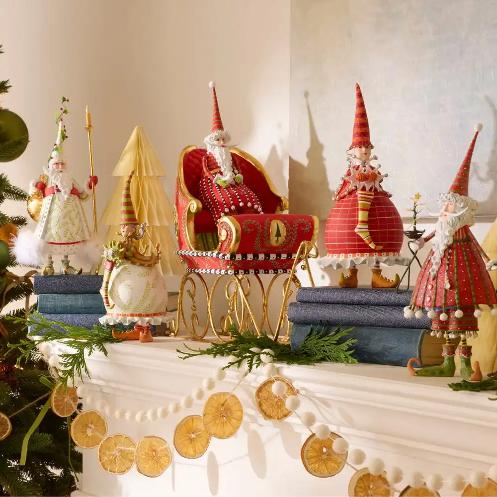 Patience Brewster Dash Away Sitting Santa & Sleigh Figure Set