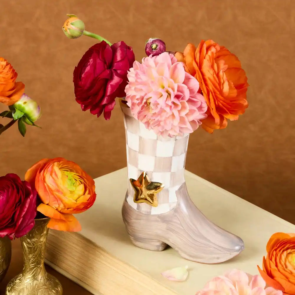 Lainey Wilson Rosy Check Cowgirl Boot Bud Vase