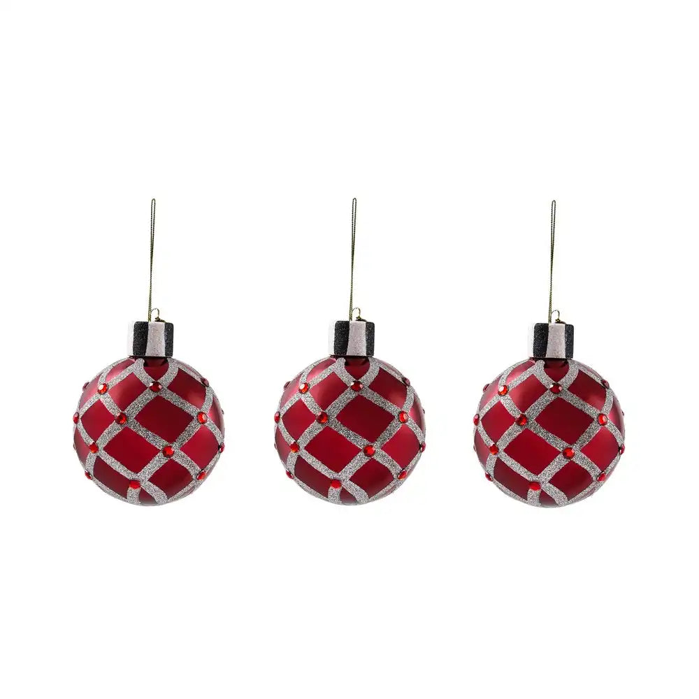 Ruby Red Glass Ball Ornaments, Set of 6