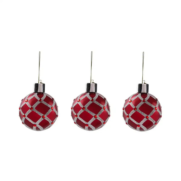 Ruby Red Glass Ball Ornaments, Set of 6