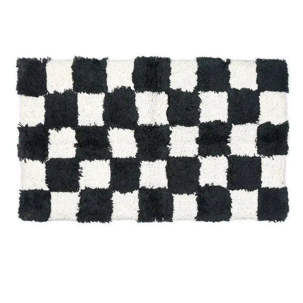 Checkerboard Black Bath Rug