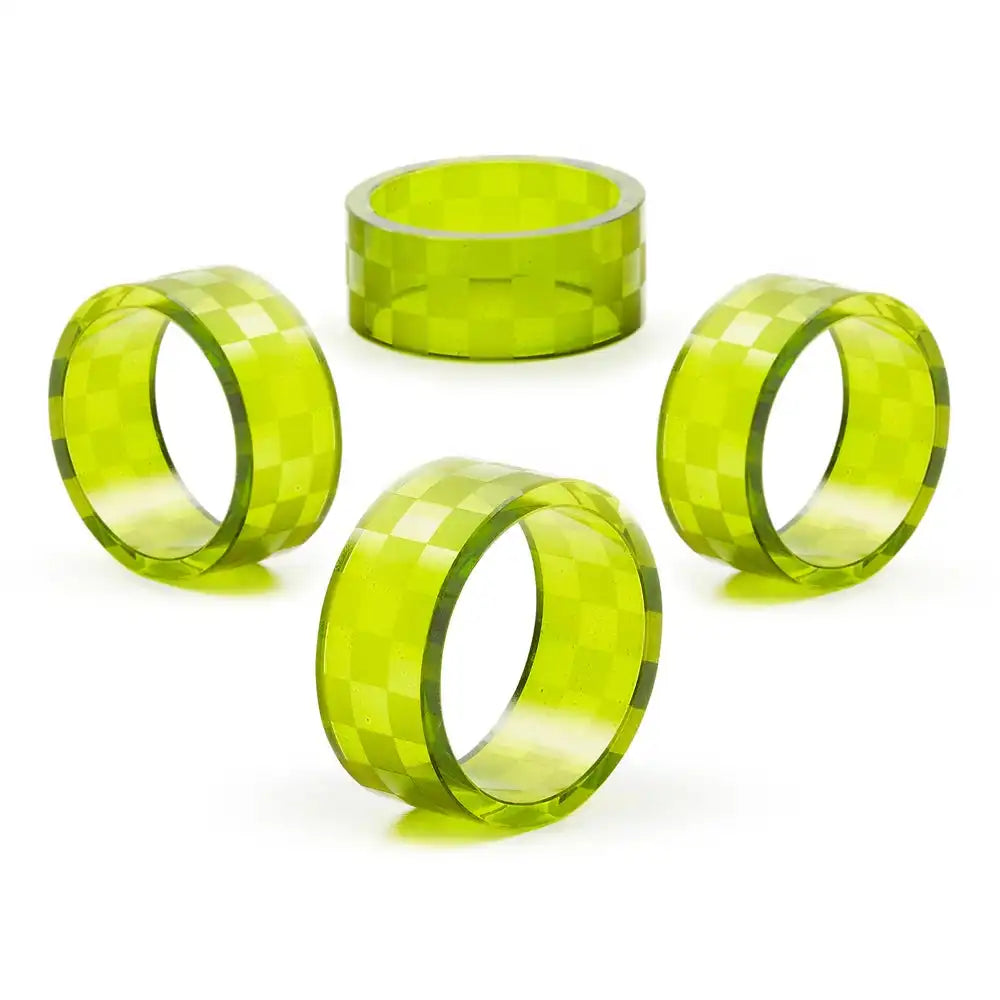 Indigo Check Napkin Rings, Set of 4