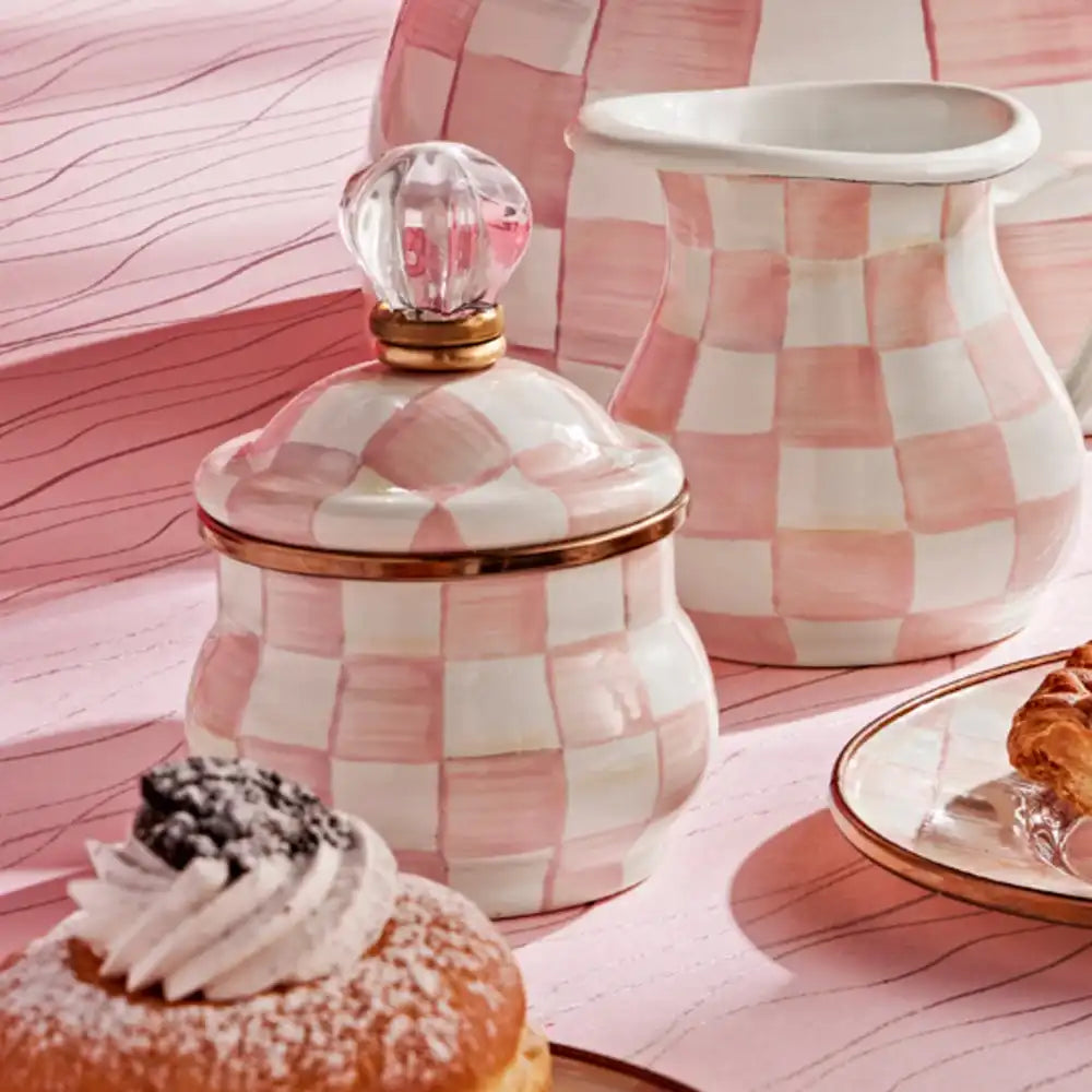 Mocha Check Lidded Sugar Bowl