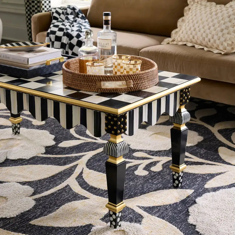 Mocha Check & Stripe Coffee Table