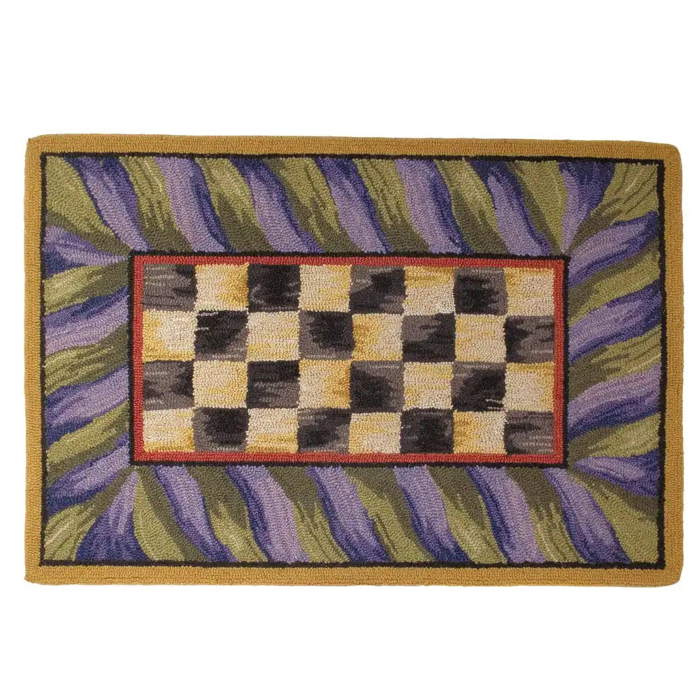 Courtly Check Purple & Green 5' Octagon Rug