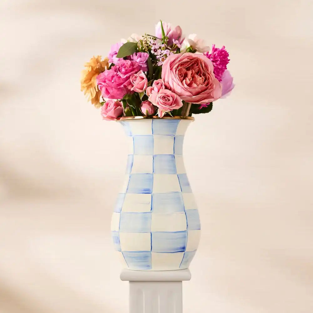 Mocha Check Tall Vase