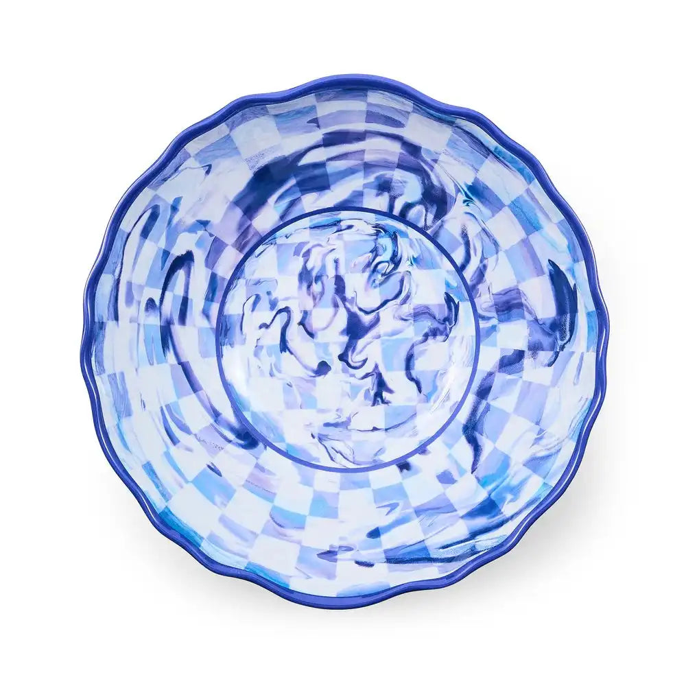 Pink Marble Check Melamine Serving Bowl