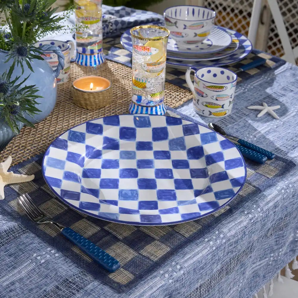Pink Check Round Platter