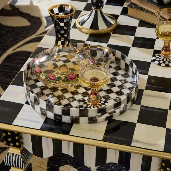 Mocha Check & Stripe Coffee Table