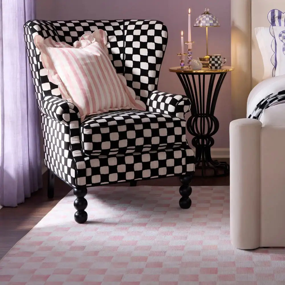 Rosy Checkered 3' x 5' Washable Rug