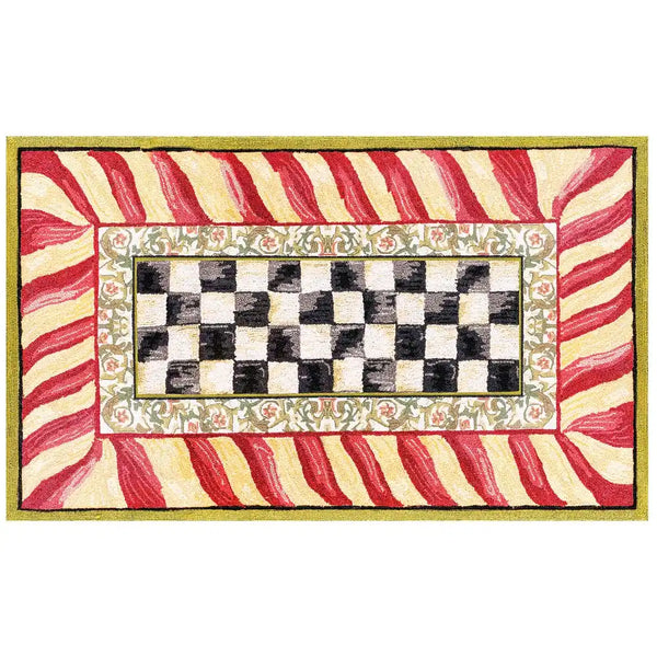 Courtly Check Red & Gold 2'6" x 10' Washable Runner