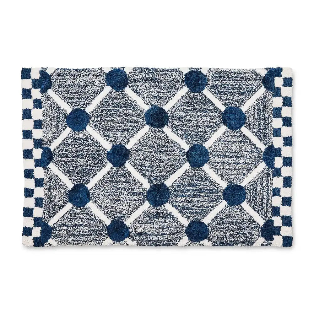 Black Lattice & Dot Bath Rug