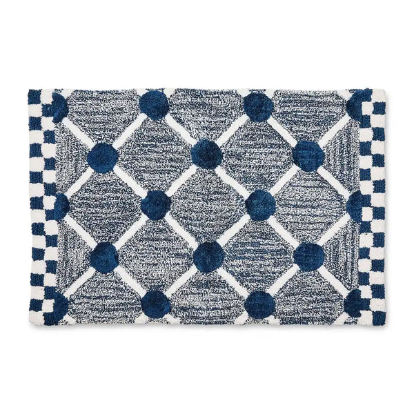 Black Lattice & Dot Bath Rug
