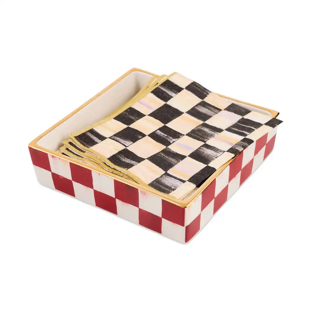 Mocha Check Cocktail Napkin Holder