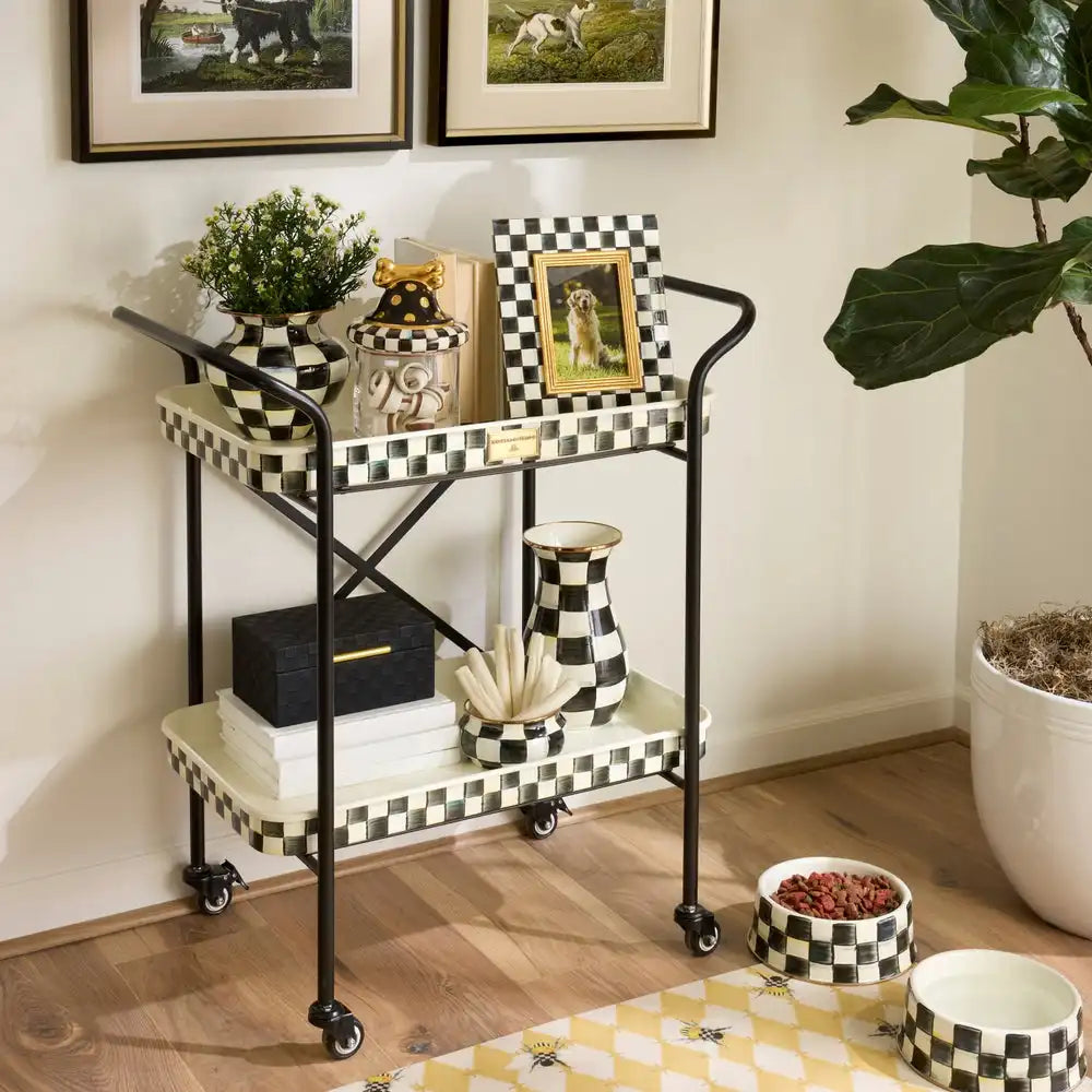 Mocha Check 3-Tier Kitchen Cart